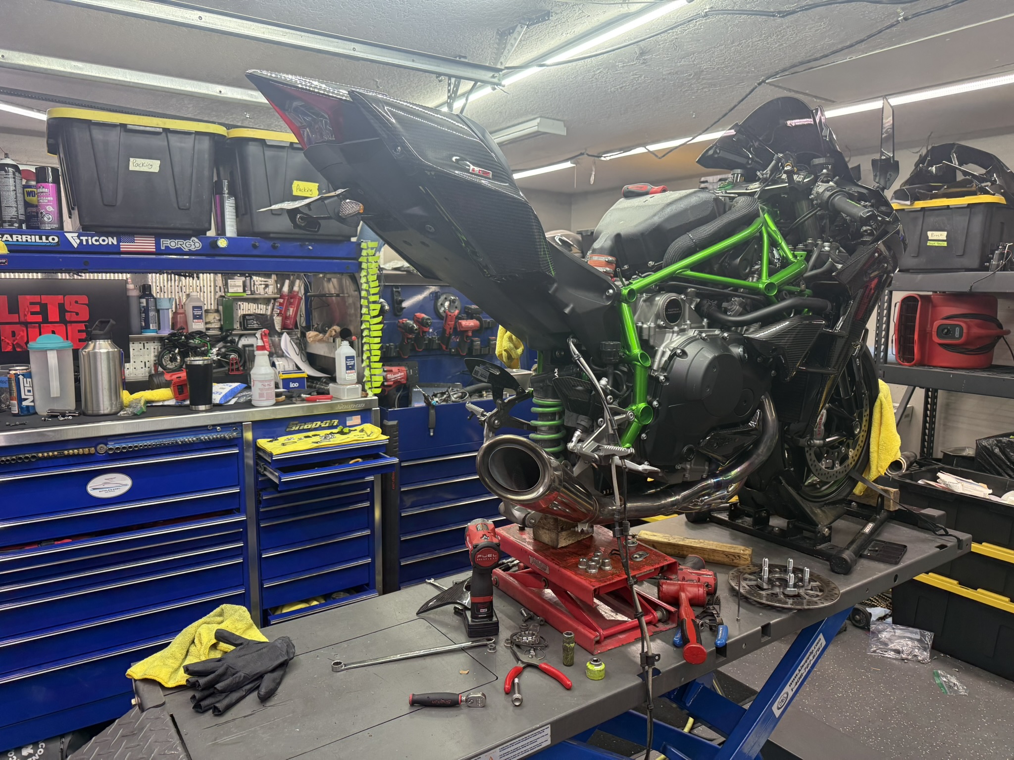 Custom motorcycle build in the YagerWerx shop